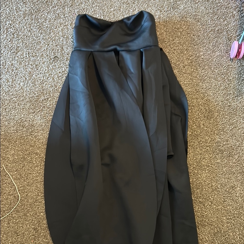 AKIRA Black Midi Dress with Asymmetrical Wrap for Work